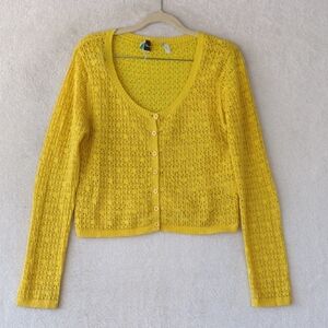 Sweet Salt Women's Butter Yellow Knit Cropped Cardigan Size M‎
